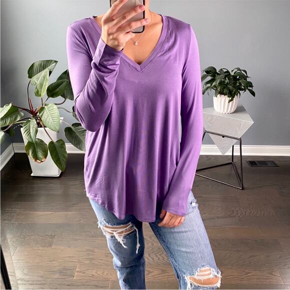 Zenana Long Sleeve Purple Relaxed Blouse Size XL - Picture 2 of 6